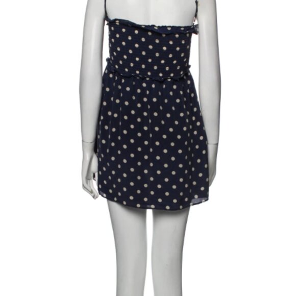 Balenciaga 2017 Silk Navy Polka Dot Mini Dress Size XS - Picture 3 of 8